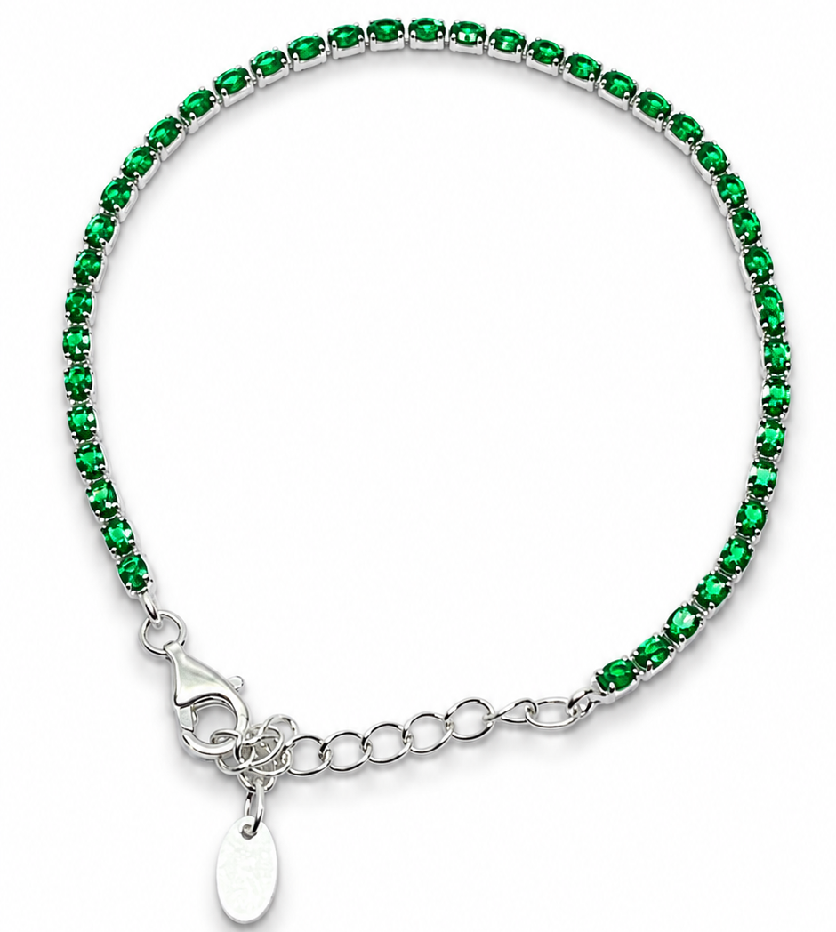 Pulseira Riviera Verde em Prata 925