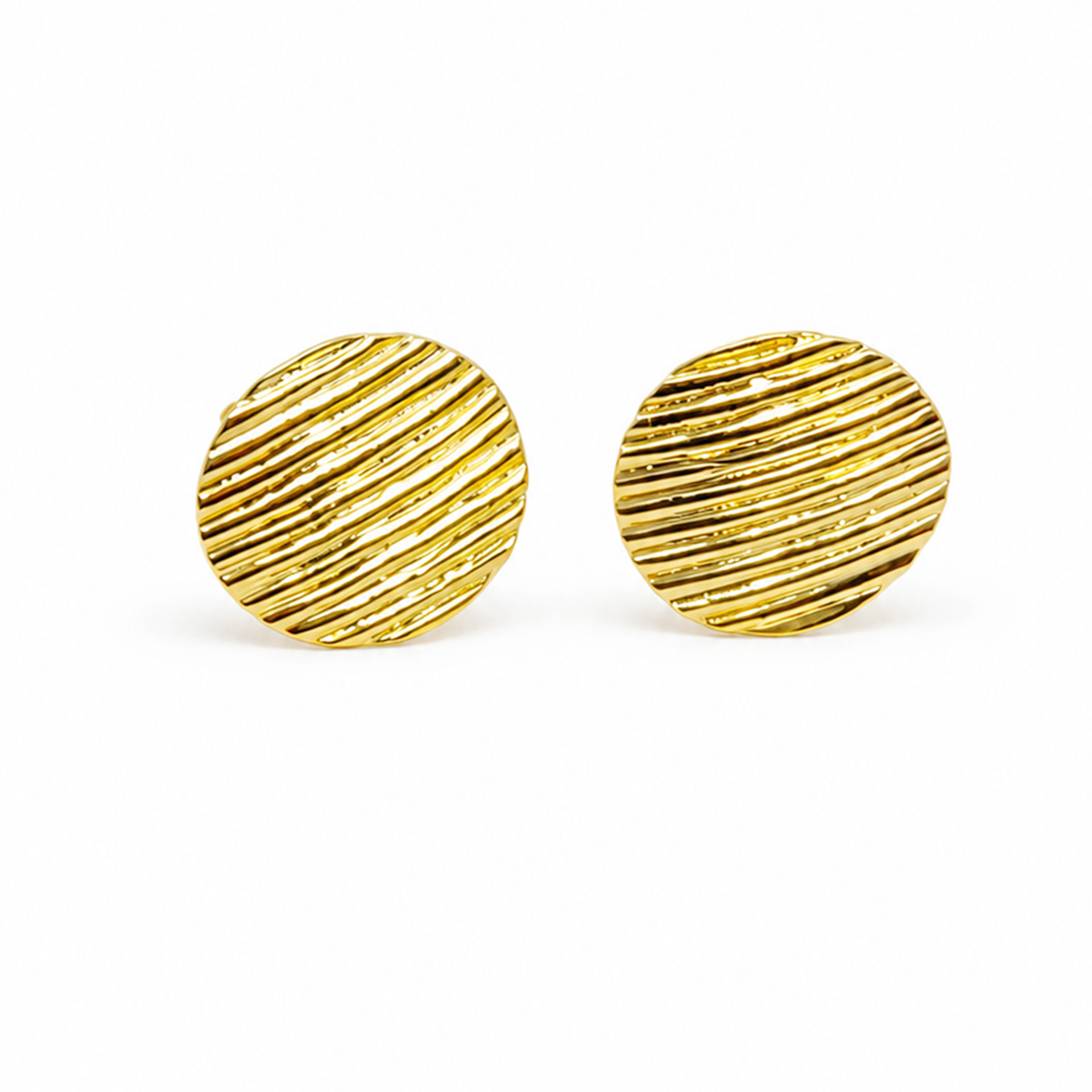 BRINCO REDONDO DE PRATA LISTRA COM BANHO OURO
