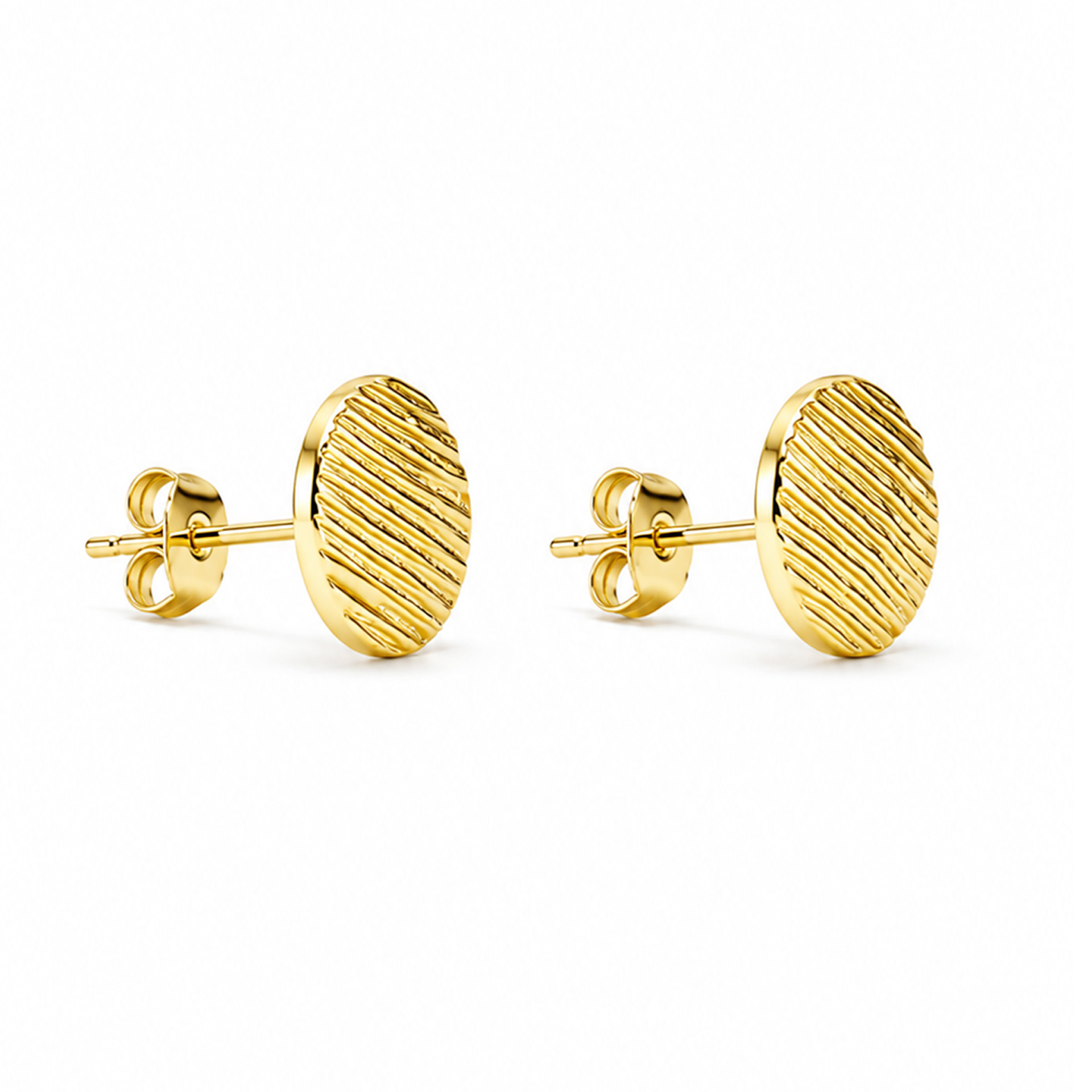 BRINCO REDONDO DE PRATA LISTRA COM BANHO OURO - Imagem 2