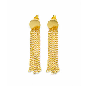 Brinco Franjas de Corrente com Banho de ouro 18k